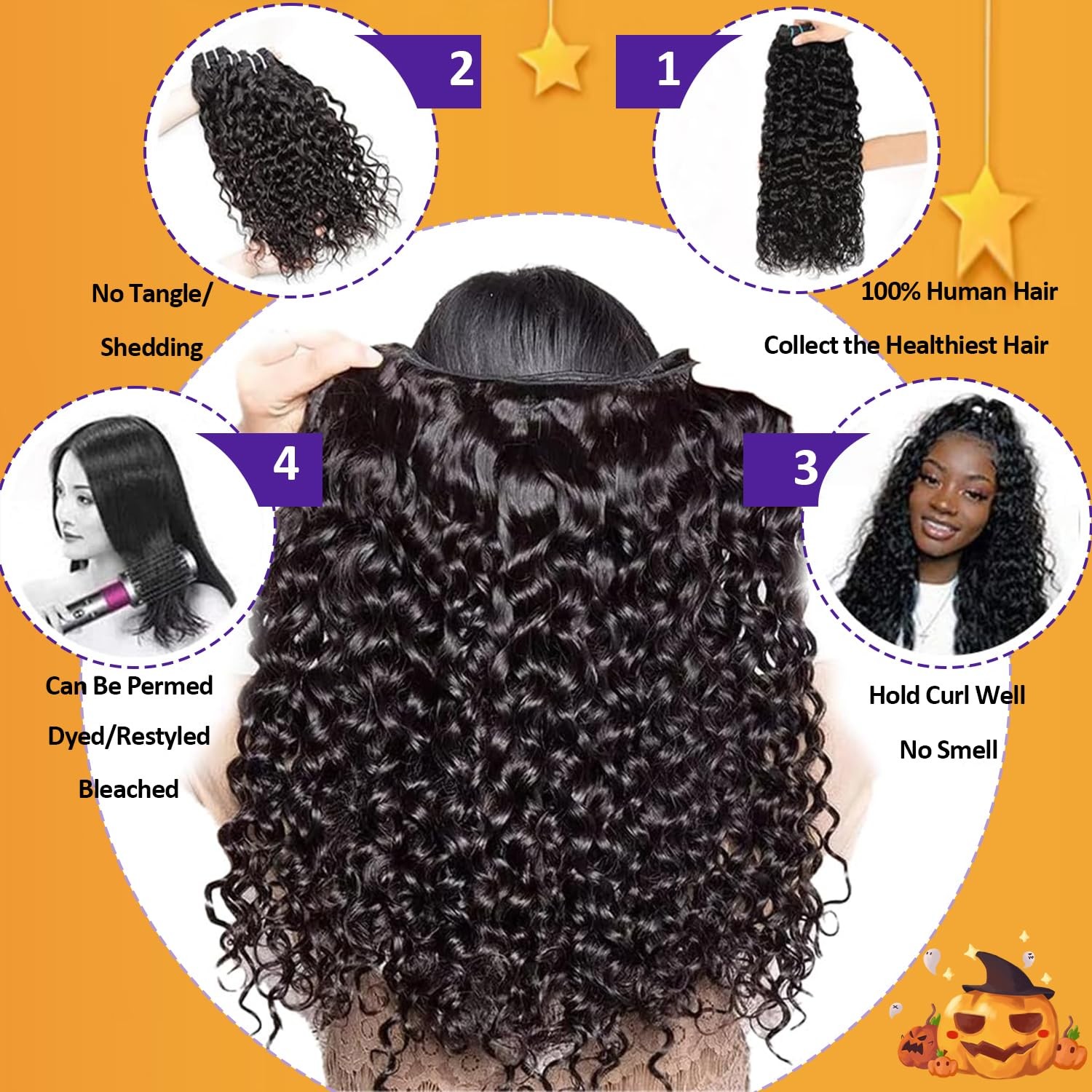 12A Water Wave Human Hair Bundles 16 18 20 Inch Wet And Wavy Bundles Human Hair