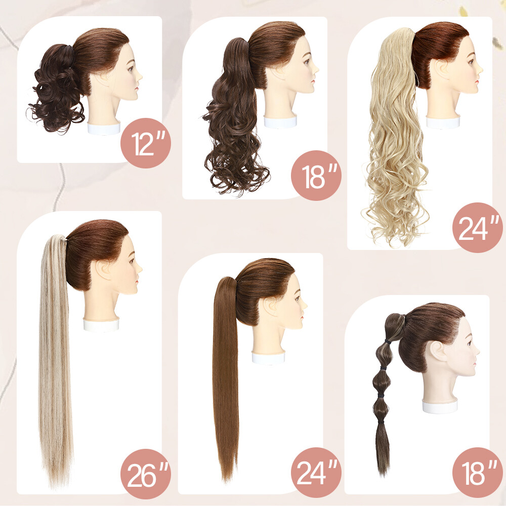 Claw Clip Ponytail Hair Extensions Real As Human Pony Tail Long Wavy Hairpiece