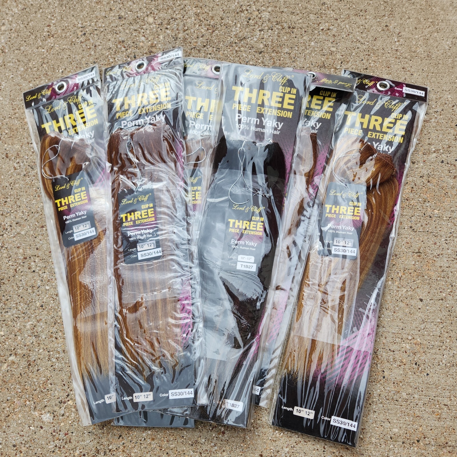 Wholesale Lot Lord & Cliff 100% Human Hair Extension Perm Yaky 3 Piece Clip In