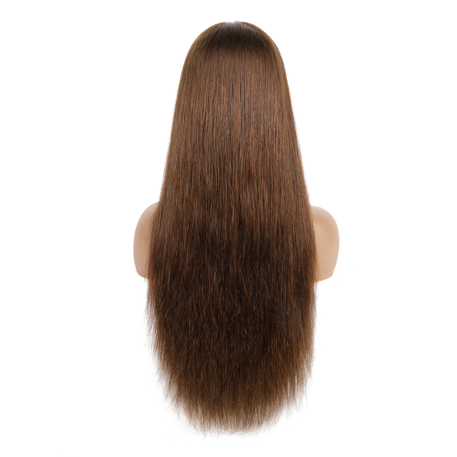 Long Medium Brown Full Lace Human Hair Wig Straight Full Lace Wig 180nsity