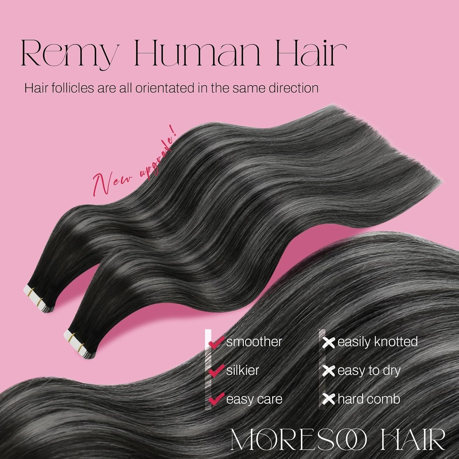Real Hair Balayage Extensions – Black to Silver Tape in Hair