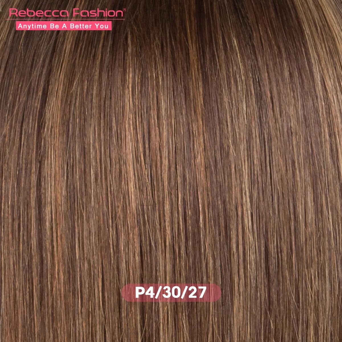 Rebecca Fashion 18 Inch Ombre Brown Straight Wigs Bangs Human Hair Wigs For