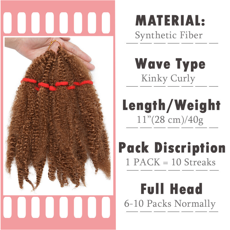 Afro Kinky Bulk Hair Extensions Braiding Bundle Twist Curly Braids 11 inch Short