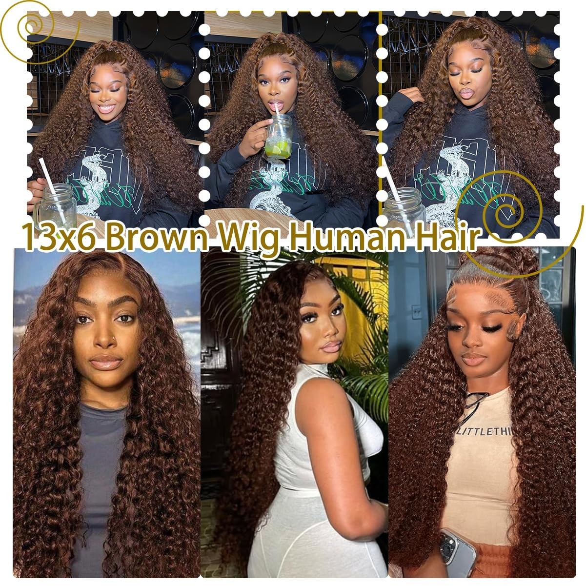 30″ Chocolate Brown Deep Wave Lace Front Wig, 220 Density, Curly Human Hair, Pre