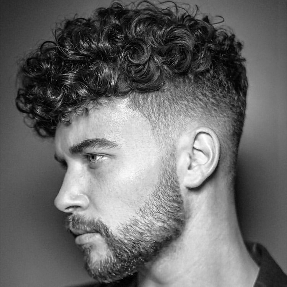 Indian Remy Human Hair 20mm Curl Toupee Skin Base 10×8 inch Hairpieces Men Wig
