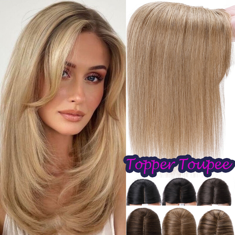 Topper 100% Human Hair Top Toupee Piece Clip in Hairpiece Wig Women 14″ 16″ 18″