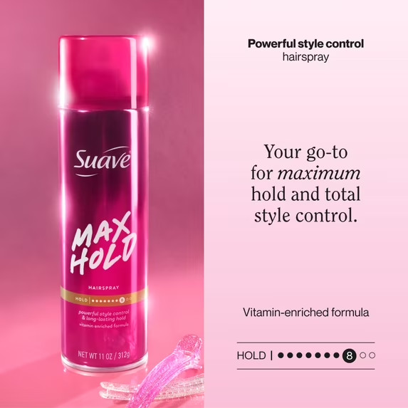 Suave Max Hold Aerosol Hairspray, Long-Lasting Strong Hold, All Hair Types,