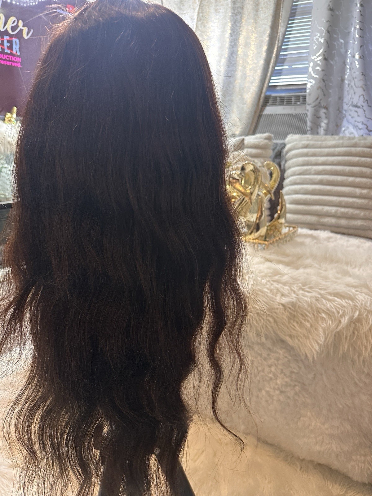 Dark Brown Wavy Human Hair Lace Front Wig Free-Part Clip-In 21-30 in