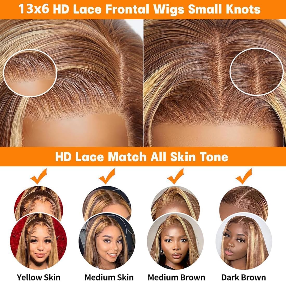 200% Density 13×6 Highlight Ombre 4/27 Honey Blonde Hd Lace Front Wigs Human …
