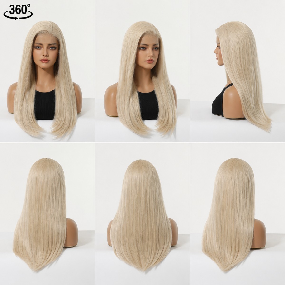 Synthetic Hair Heat Resistant Highlight Blonde Lace Front Wig Long Straight