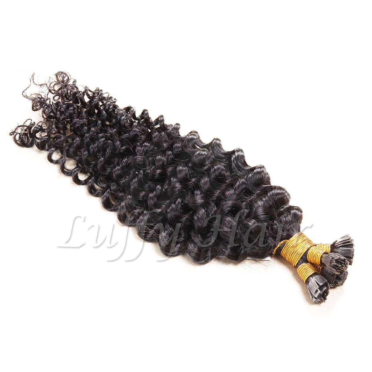 Curly Keratin Fusion Flat Tip Human Hair Extension Pre Bonded Flat Tip Hair 100g