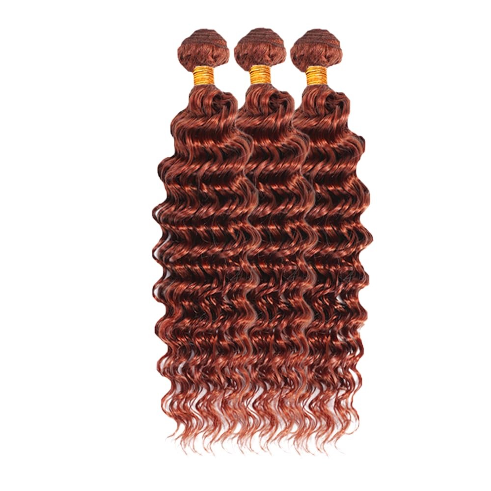 Auburn Deep Wave Bundles Human Hair Color 33 Bundle 18 20 22 Inch Huxowax Brazil