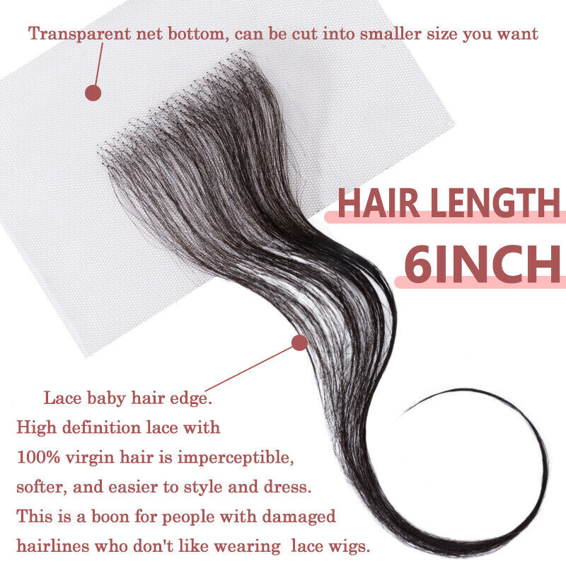 Lace Edges Baby Hair 100% Virgin Human Hair Fake Edges Reusable Hairline Pieces