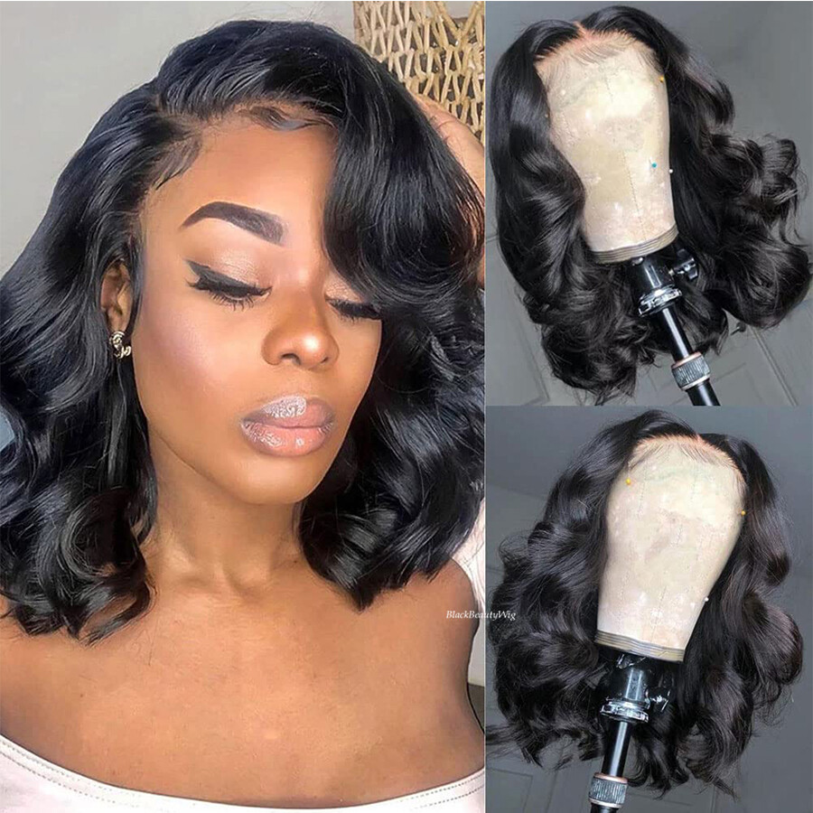 Short Wavy Silk Top Full Lace Human Hair Wig Bleached Knots 5×4.5 Silk Base Wig