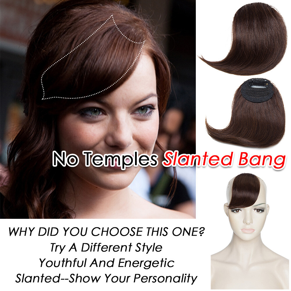 Black REAL Remy Bangs Clip In Human Hair Extensions Side Fringe Front HairPiece