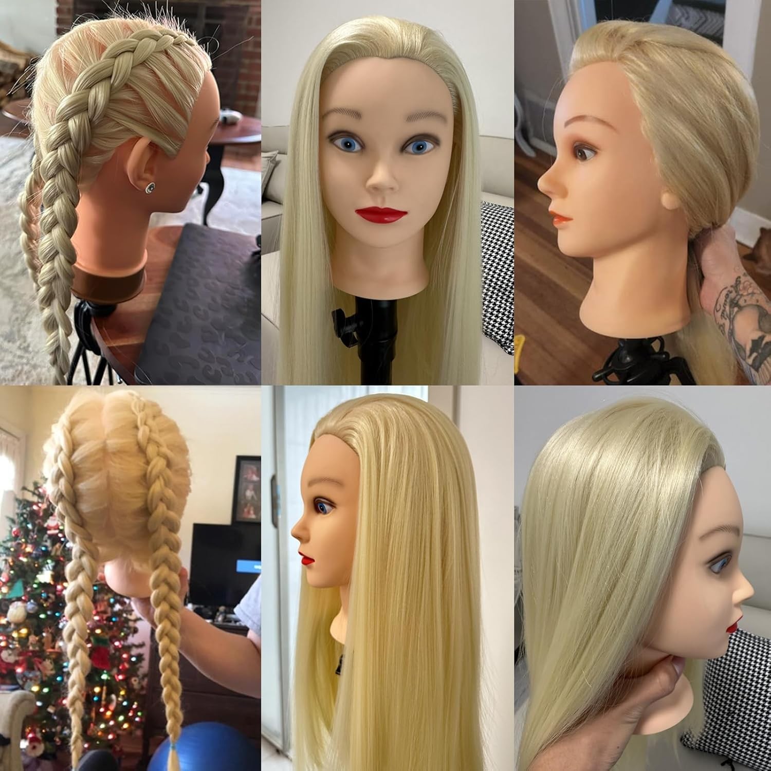 26″-28″ Mannequin Head Styling Head Human Hair Cosmetology Manikin Doll Train…