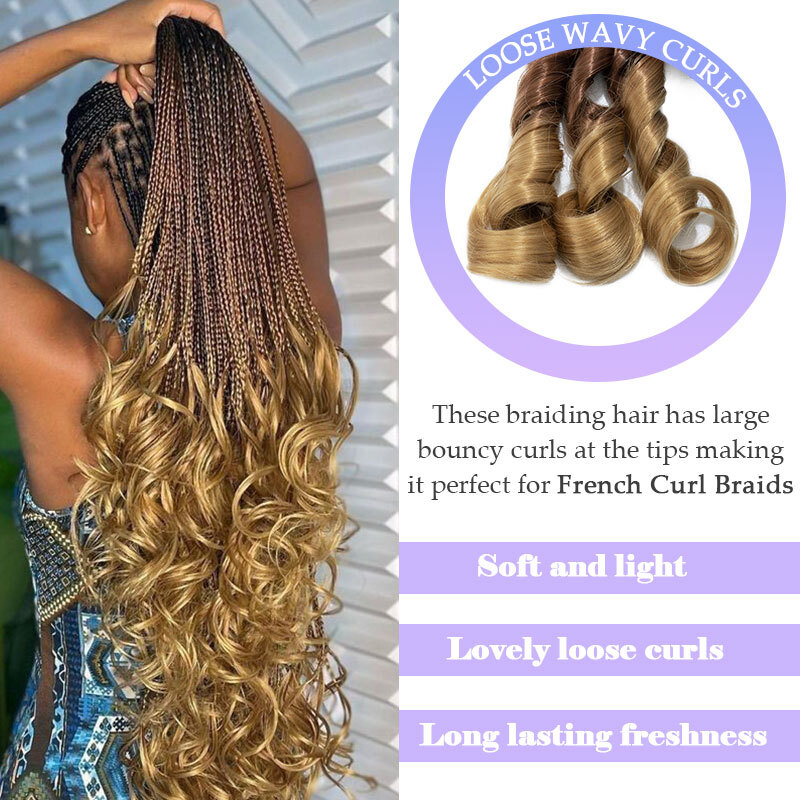US French Curl Braiding Hair 24″ Pre-Stretched Bouncy Braiding Extensions Plaits
