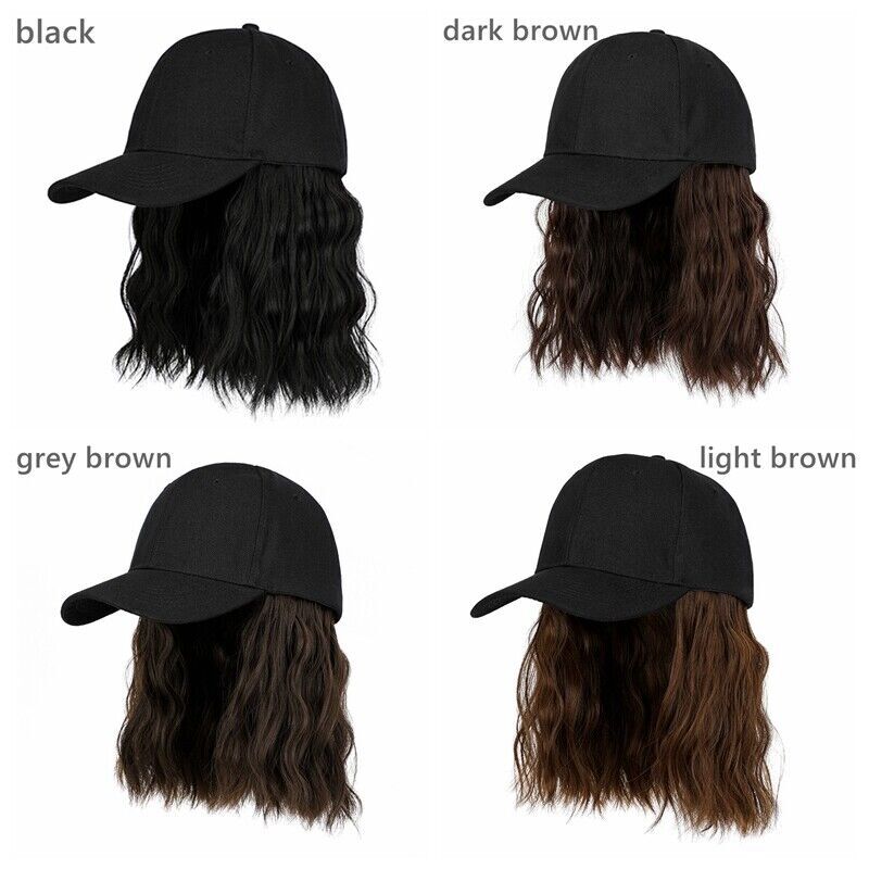 Women Baseball Cap Wig Hairpiece with Short Curly Hair Adjustable Casual Hat