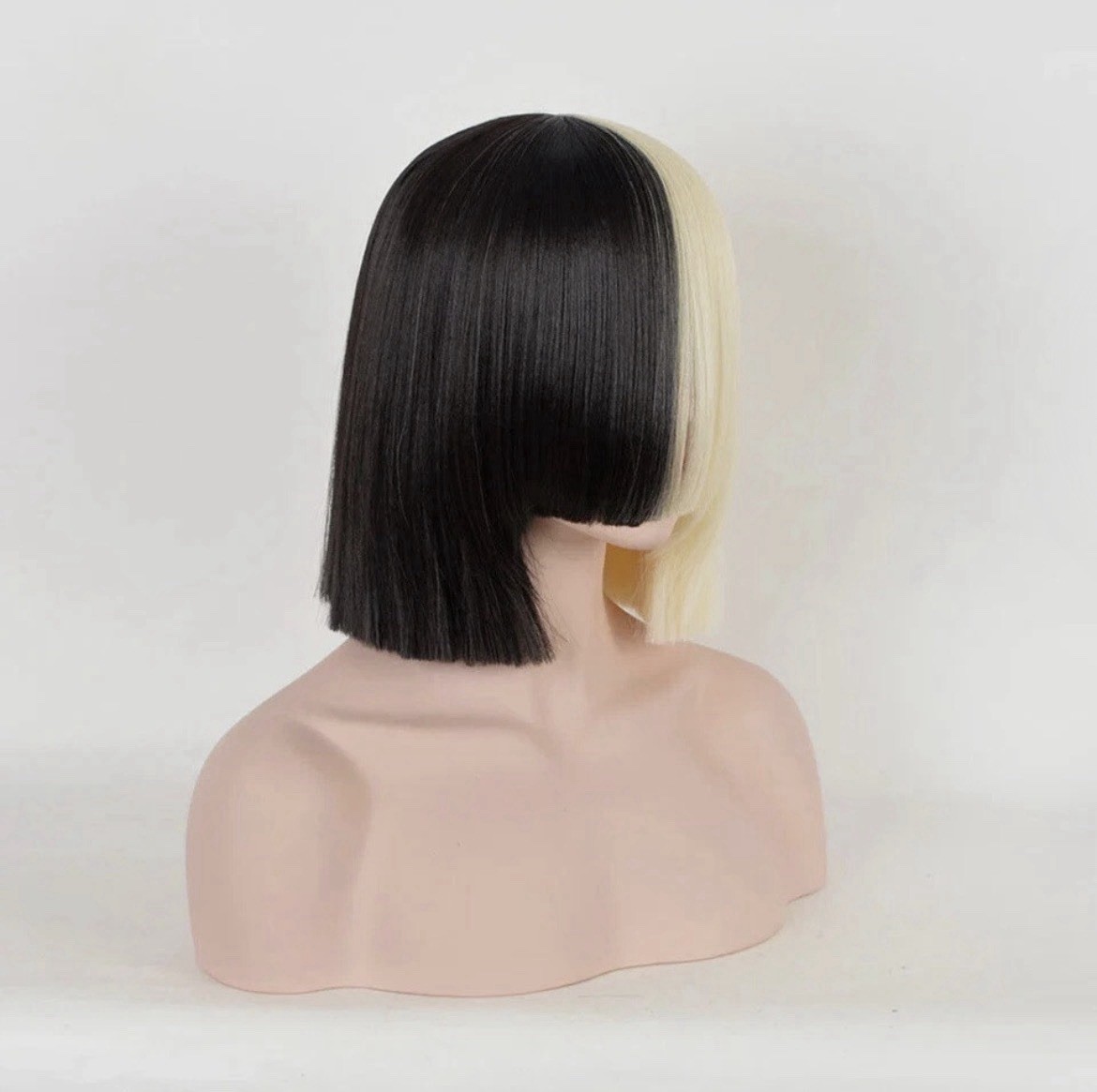 Sia Black Blonde Costume Wig eye cover large black hair bow