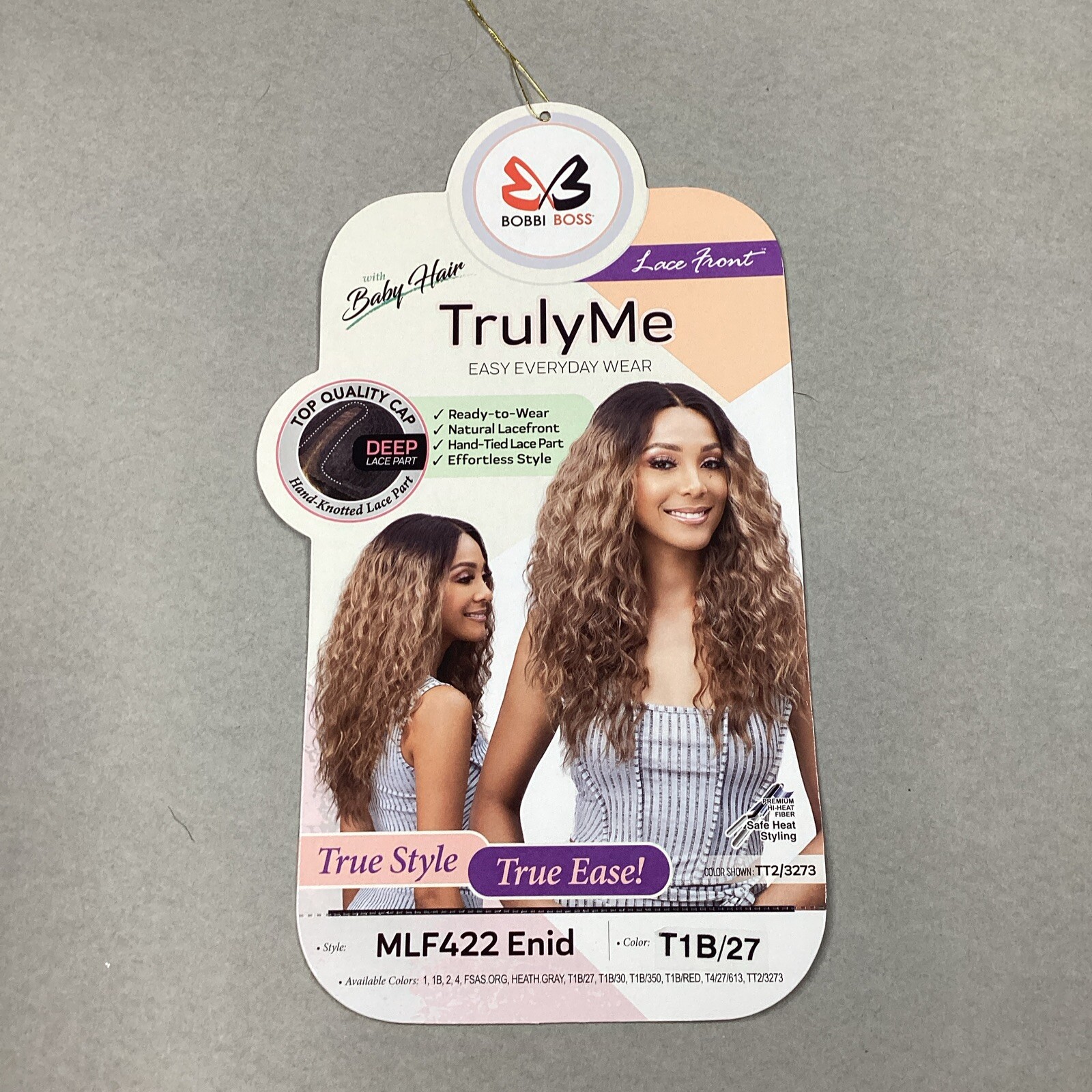 MLF422 Enid Wavy #T1B/27 Off Black Honey Blonde Part Synthetic Lace Front Wig