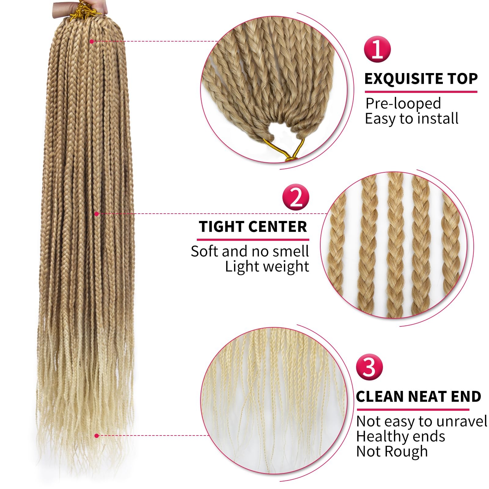 Crochet Box Braids 6Packs 22Inch Pre-looped Synthetic Crochet Braids for Blac…