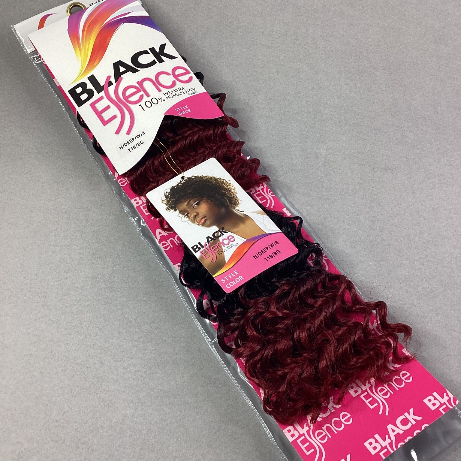 BLACK Essence N/DEEP/W/8 T1B/BG Human Hair Weave Extensions Wavy Burgundy