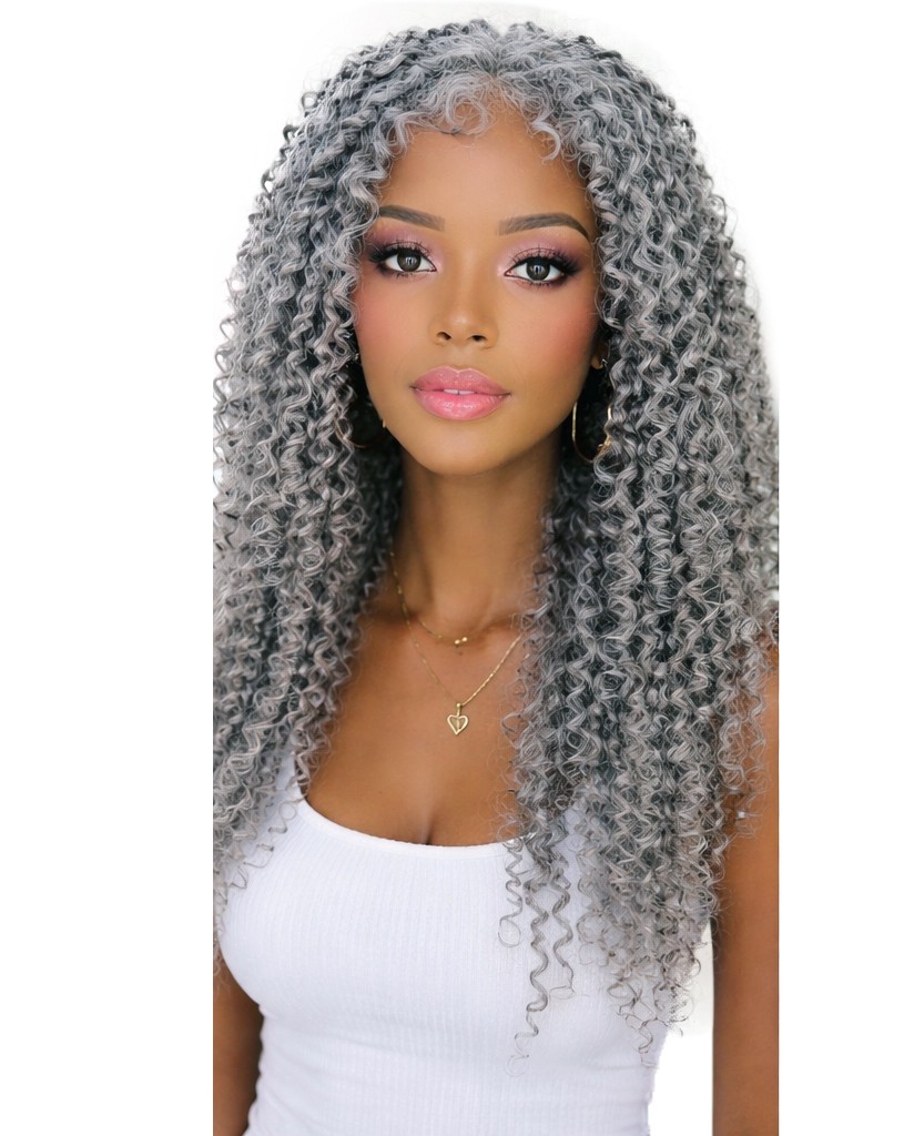 LUXLUXE Tierra Curly 19″ Long 4×4 Hand Tied Lace Braided Wig, BLB-0141