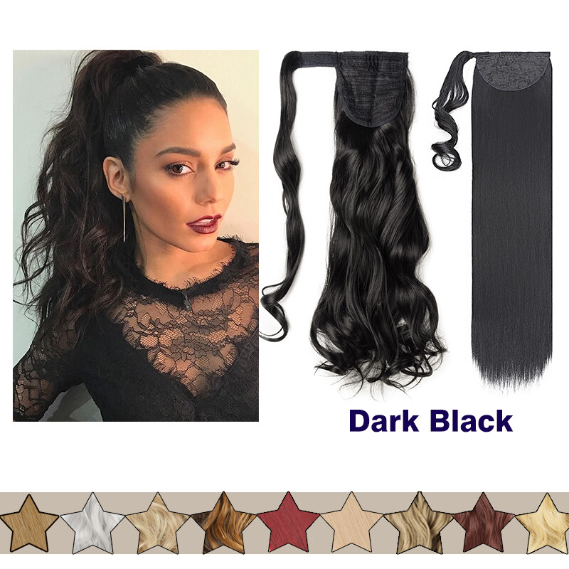 32 in Long Wrap around Ponytail Straight Clip In Hair Extensions As Human Hair