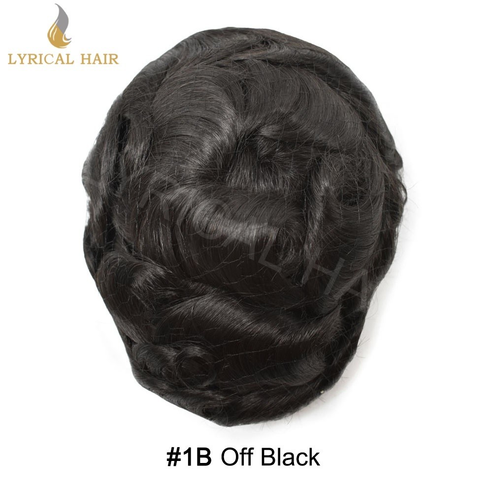 Lyrical Hair Fine Mono Mens Toupee Monofilament Wig Poly Human Hair Piece System
