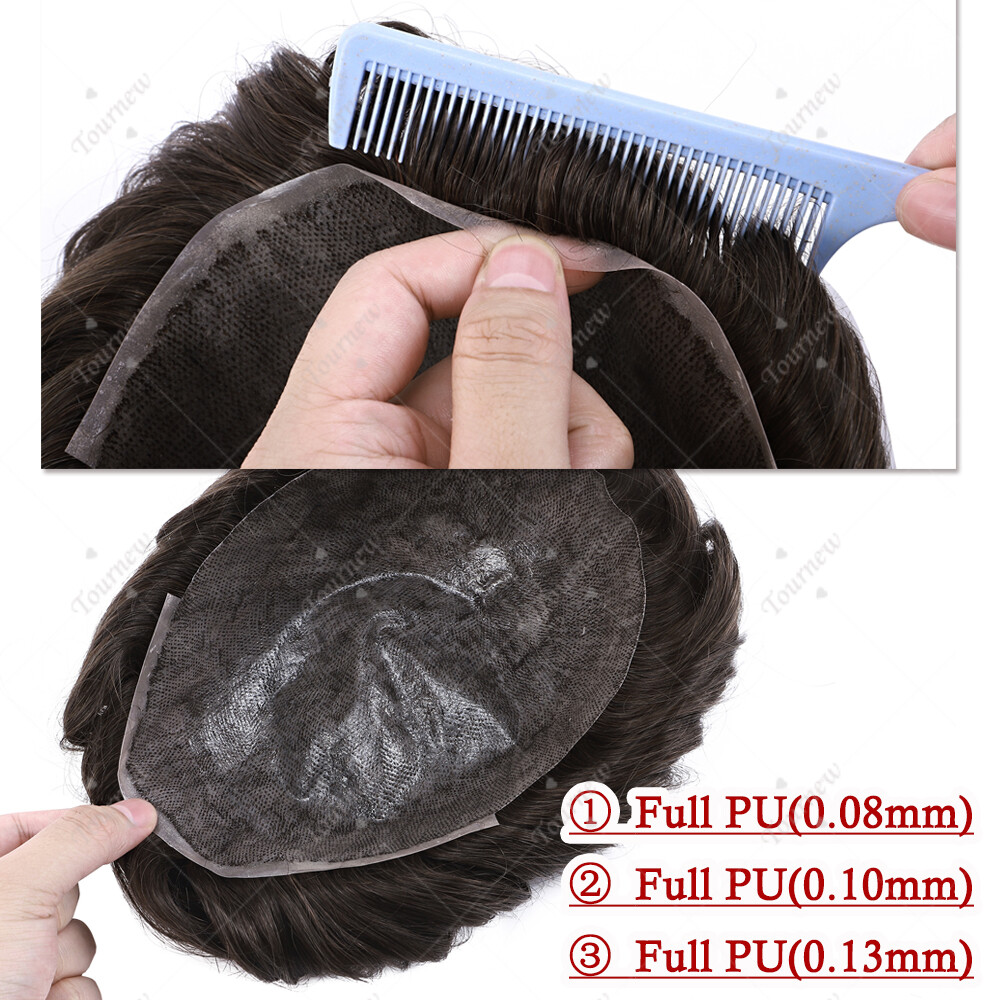 Invisible Men’s Hair Replacement System Toupee Hairpiece Front Lace Silk Skin US