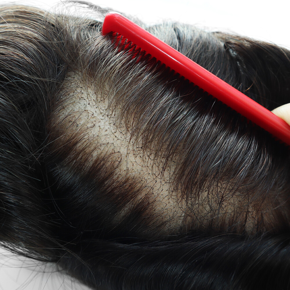 Natural Swiss Lace Toupee Bleached Human Hair System Hairpieces Express Shipping