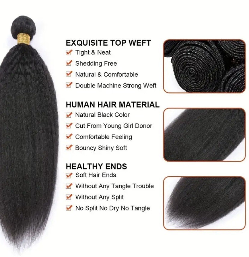 7 pcs Yaki Straight Hair Clip-In Extensions, High Temperature Fiber 18inch
