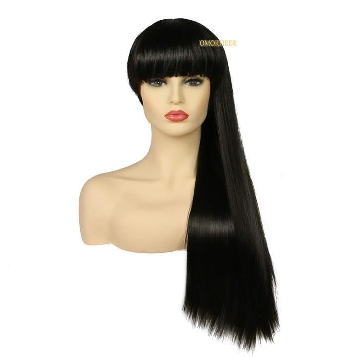 Versatile 70cm Long Black Wig with Bangs – Perfect for Cosplay & Everyday Wear