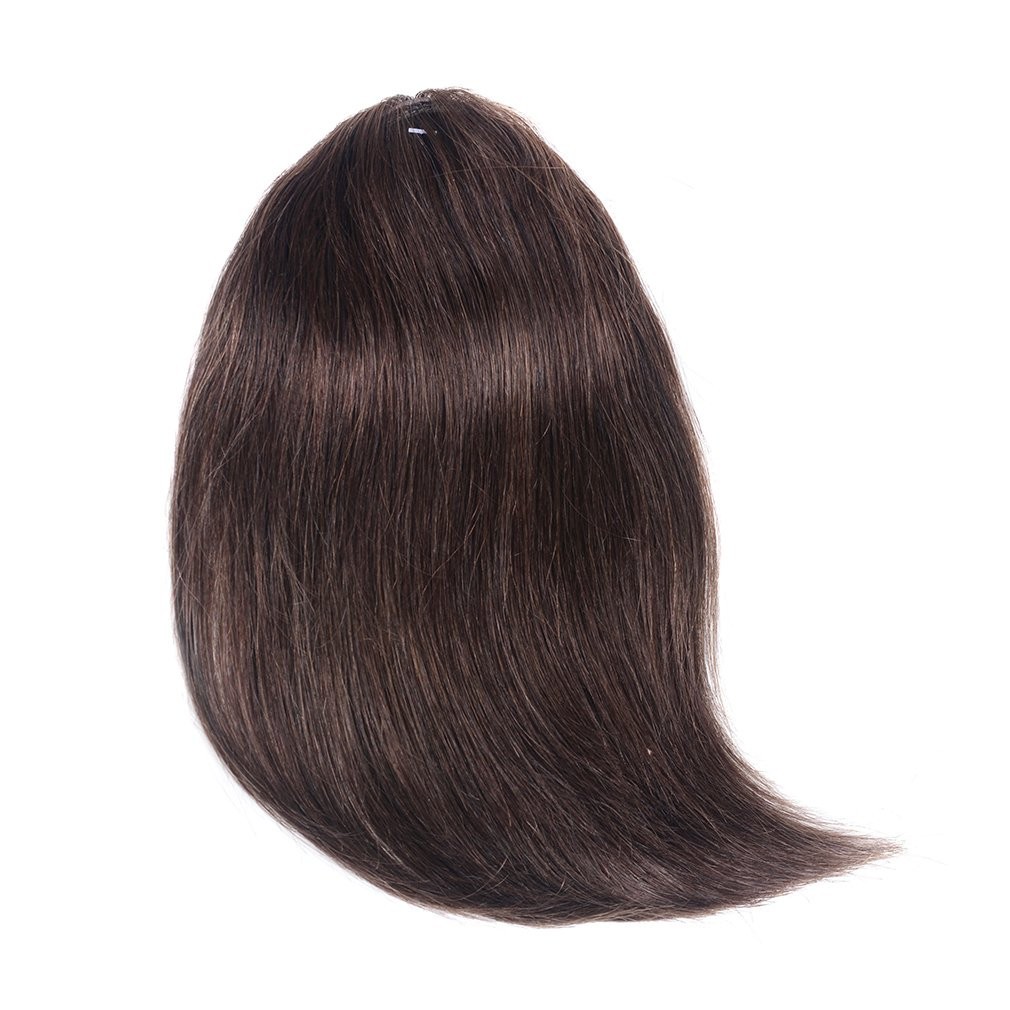 8″ Invisible Side-Swept Hair Bangs Clip In Topper 100% Human Hair Extension