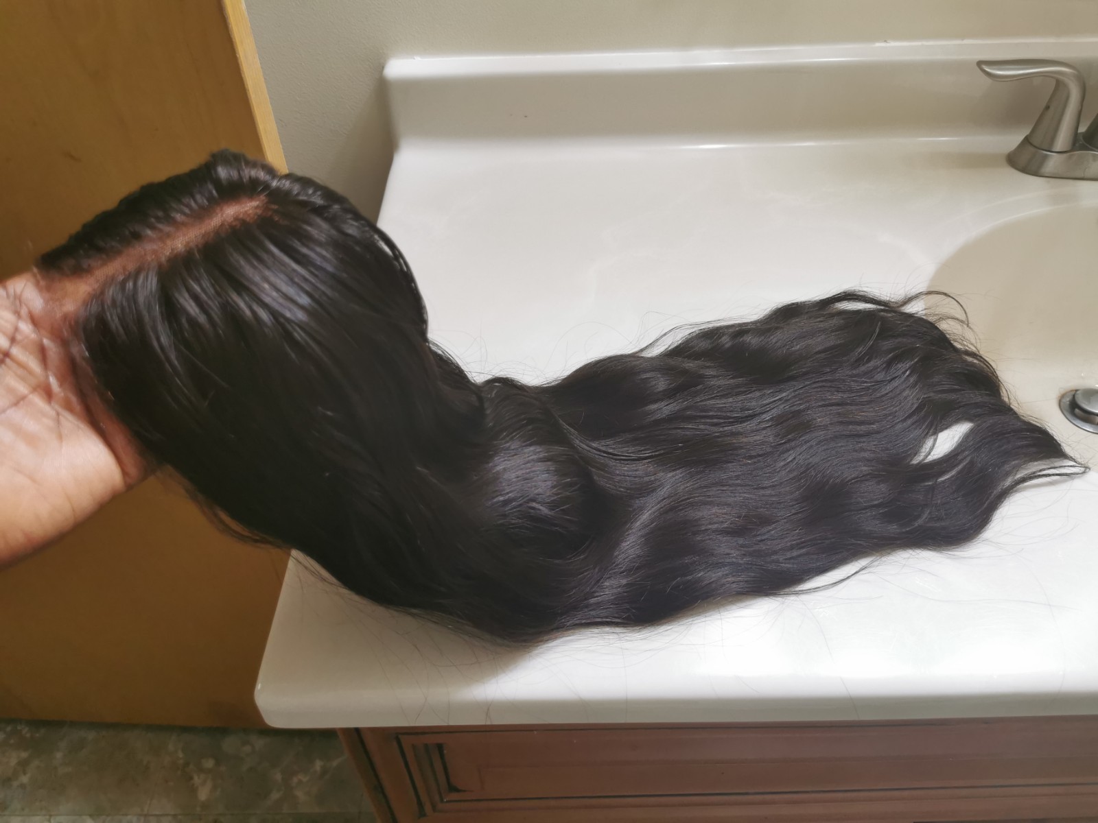 High Quality Full Lace Wig Natural Black Straight Human Hair Wig 28″