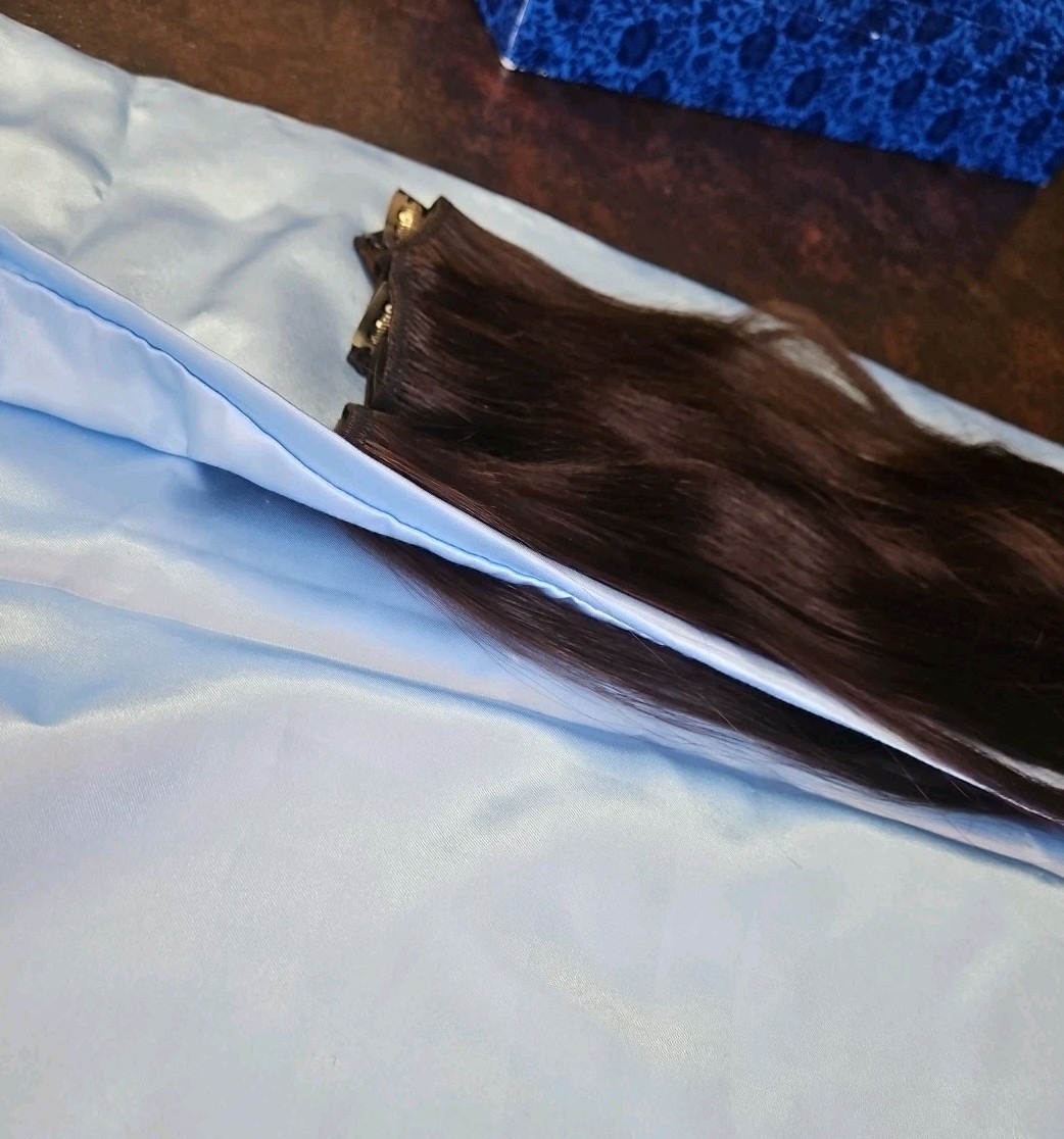 Remy Human Hair Filler Extensions Hair clips, full Set Of 12 Drk Brunette