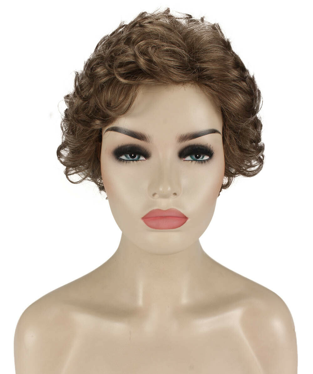 Monroe – Curly Kanekalon Synthetic Fiber Full Wig, 4 – 4.5 in, Ash Light Brown