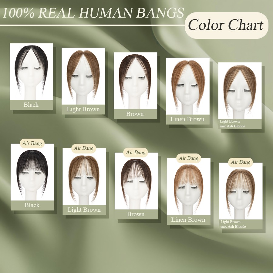 3D Bangs Fringe Clip In 100% Thin Real Virgin Human Hair Extensions Hairpiece US
