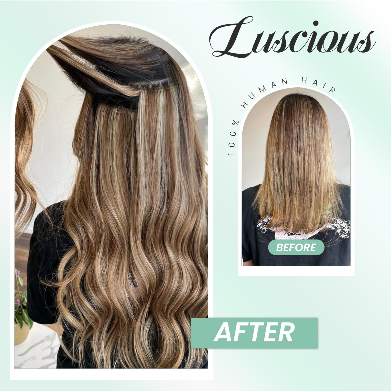 Licoville Human Hair Weft Extensions Black Blonde Balayage Hair Extensions Real