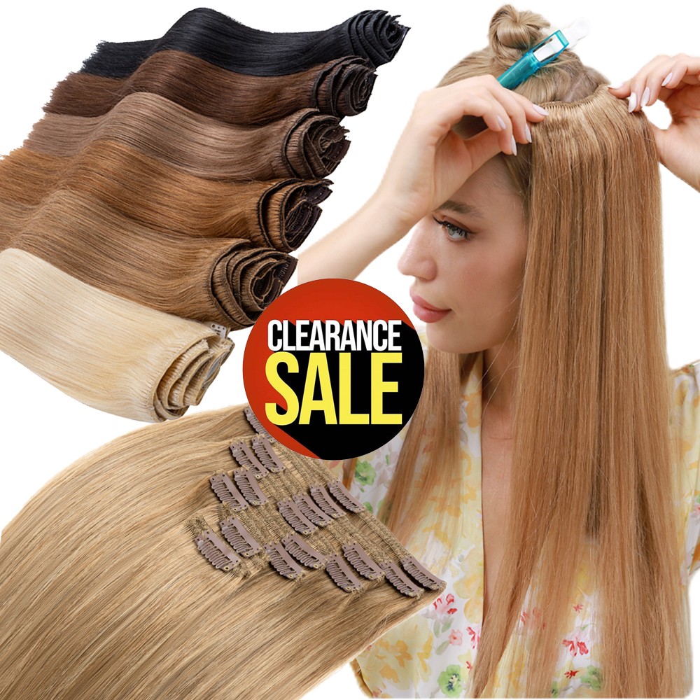 150G REAL THICK Double Weft Full Head Clip In Human Hair Extensions Highlight US