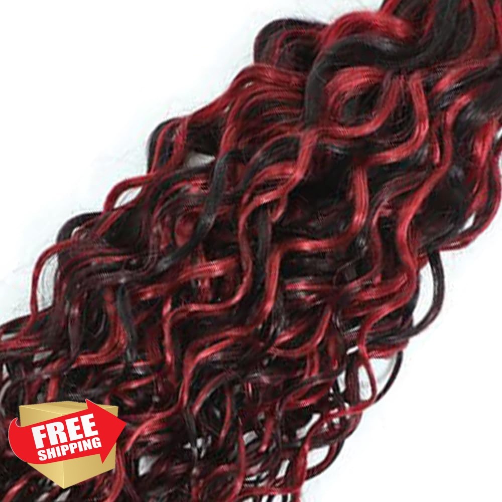 JUIOKAOO P1B/99J Burgundy 22 24 26 Water Wave Hair Bundles