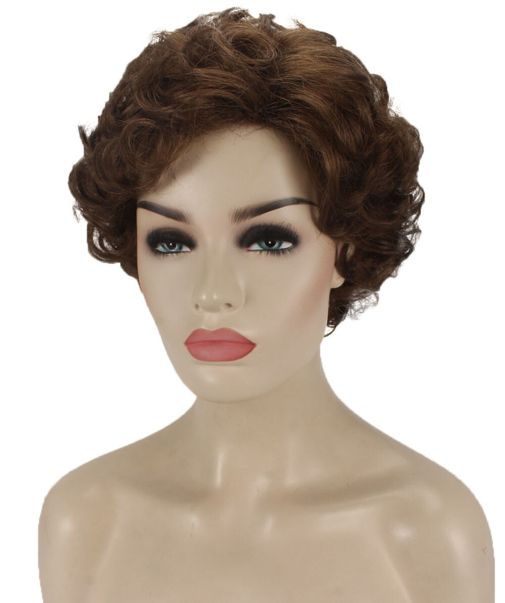 Monroe – Curly Kanekalon Synthetic Fiber Full Wig, 4 – 4.5 in, Light Brown