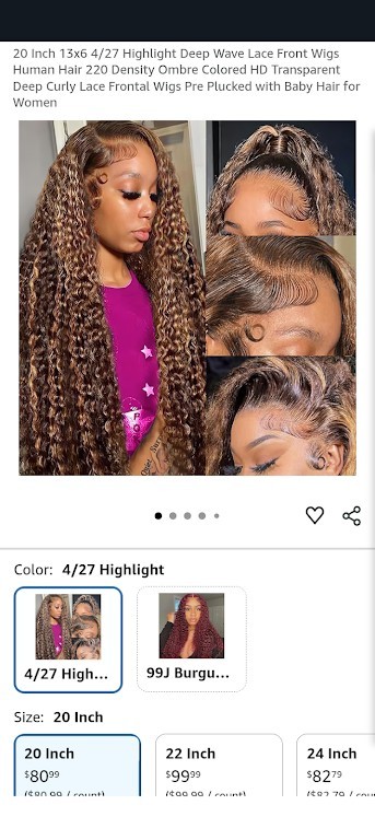 ZZMDS 13×6 4/27 Deep Wave Lace Front Wig 18 Inch Ombre Color 220 Density