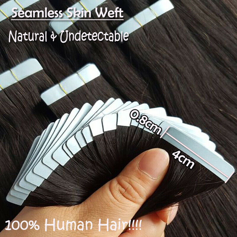 150G Full Head Tape In 100% Remy Human Hair Extensions Skin Weft Balayage 100PCS
