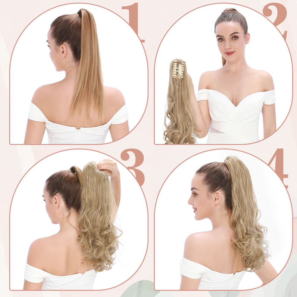 Claw Clip Ponytail Hair Extensions Real As Human Pony Tail Long Wavy Hairpiece