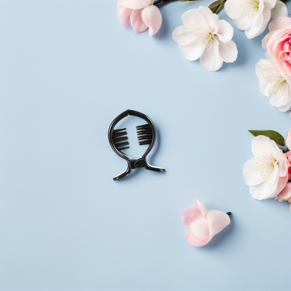 2Pcs Round Black Hair Clips Claw Style for Ponytails Updo Hair Holder Decoration