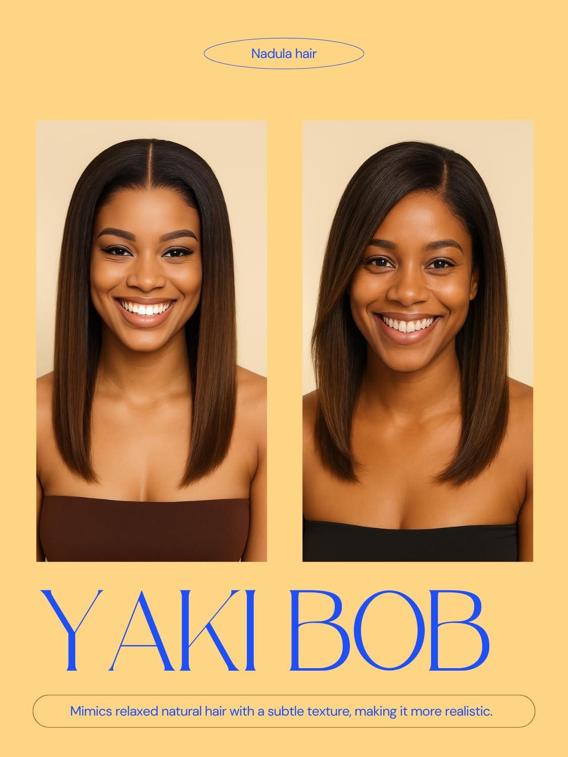Nadula Ombre Brown Yaki Straight Bob Wig Human Hair – Glueless Pre Cut 7×5 HD…