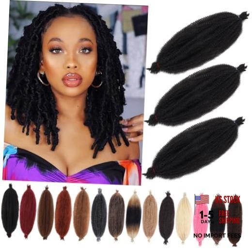 16 Inch Springy Afro Twist Hair 3 packs Pre-Separated 16 Inch (Pack of 3) 1B#