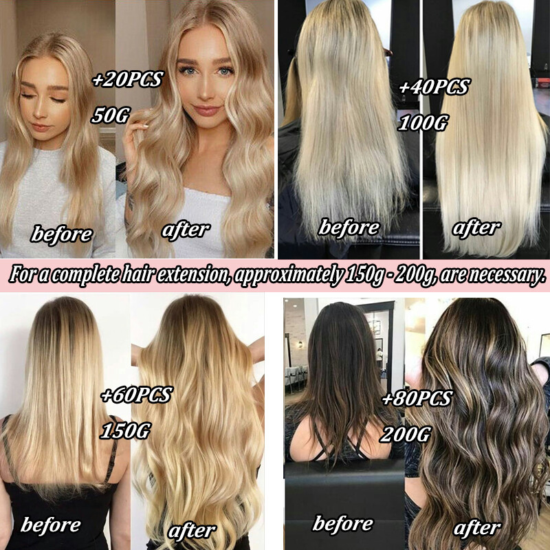 Tape In Hair 20/40/60pcs 100% Russian Human Extensions Thick Skin Weft ombre 22″
