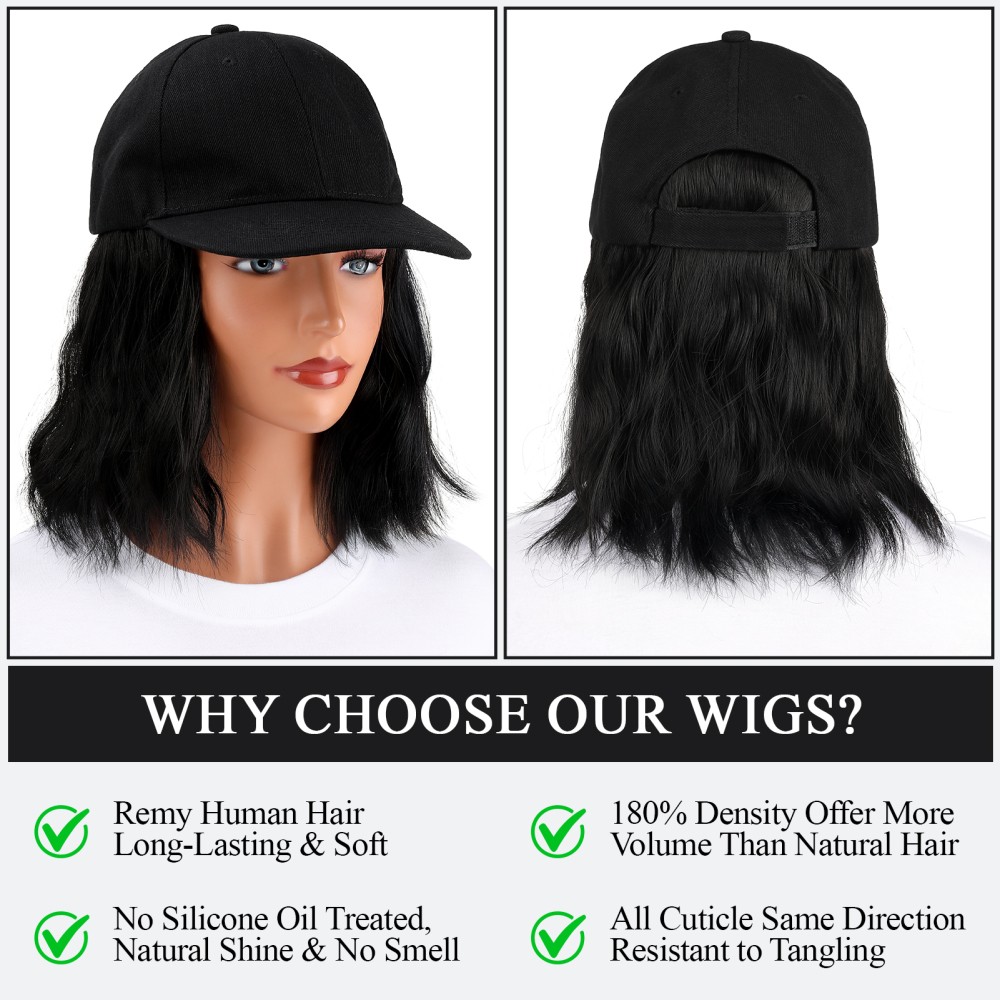 Women Baseball Cap Hat Wig Hairpiece with Short Curly Casual Daily Wear Dating